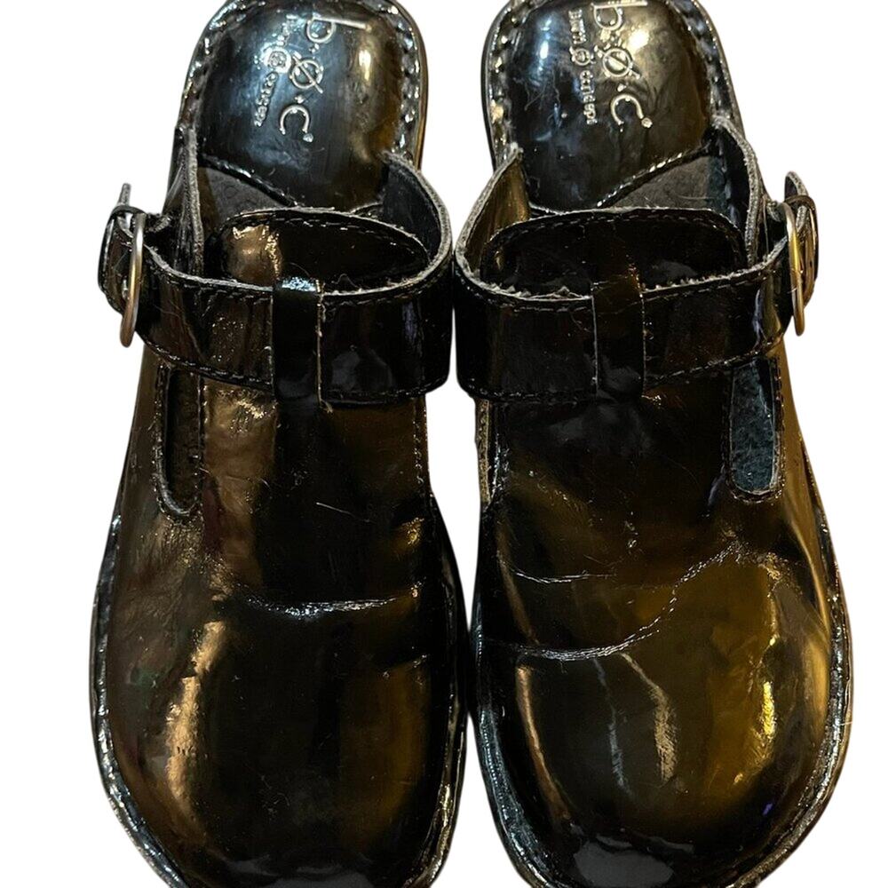 Born Concept B.O.C Kalima Black Patent Clogs Mules Size 8 Slip-on